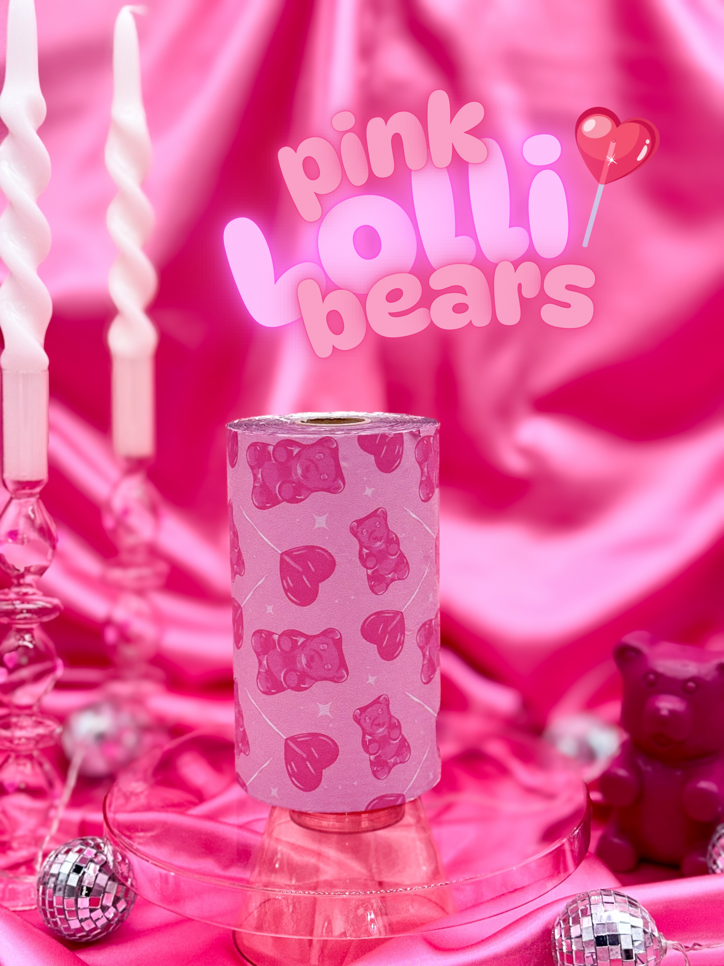 Pink Lolli Bears Wide Foil Roll